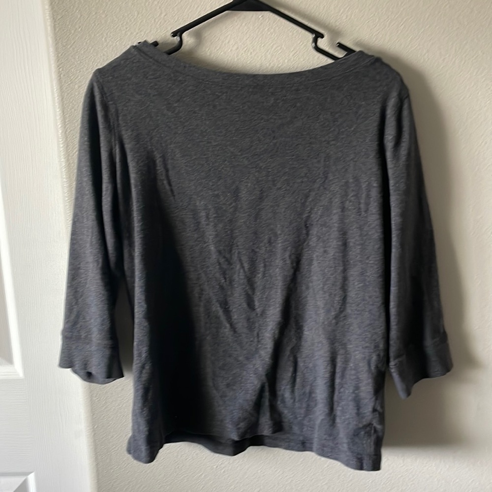 Dark gray jersey knit women’s blouse